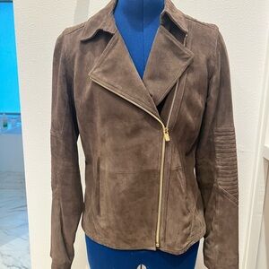 Athleta brown leather jackets size smalll